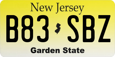 NJ license plate B83SBZ