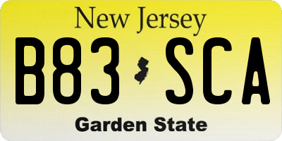 NJ license plate B83SCA