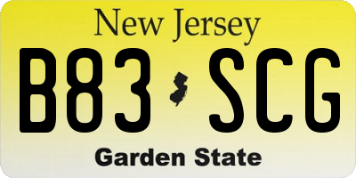 NJ license plate B83SCG