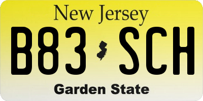 NJ license plate B83SCH