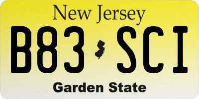 NJ license plate B83SCI