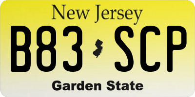 NJ license plate B83SCP