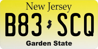 NJ license plate B83SCQ