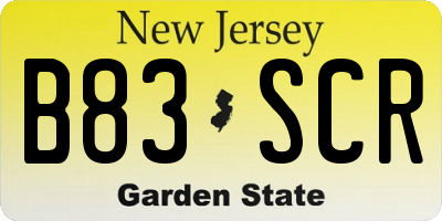 NJ license plate B83SCR