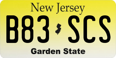 NJ license plate B83SCS