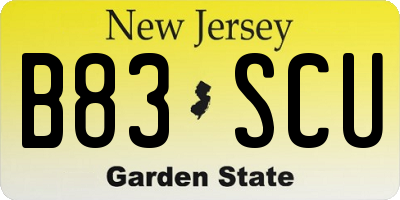 NJ license plate B83SCU