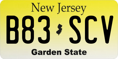 NJ license plate B83SCV