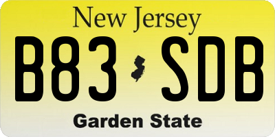 NJ license plate B83SDB