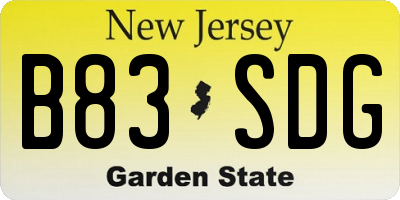 NJ license plate B83SDG