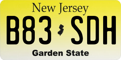 NJ license plate B83SDH