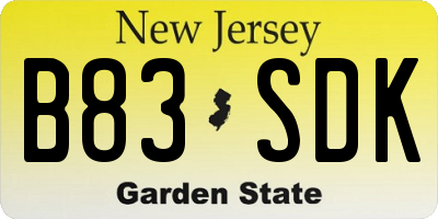 NJ license plate B83SDK