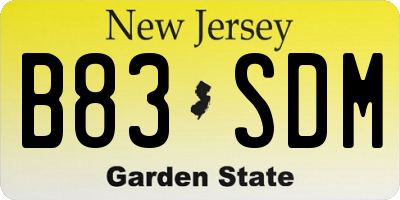 NJ license plate B83SDM