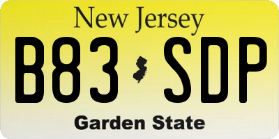 NJ license plate B83SDP