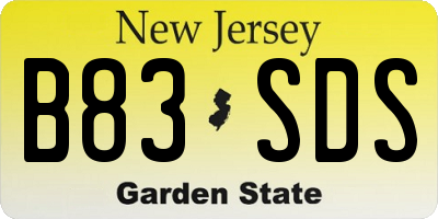 NJ license plate B83SDS