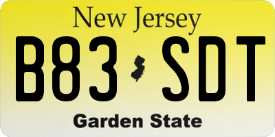 NJ license plate B83SDT