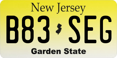 NJ license plate B83SEG