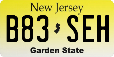NJ license plate B83SEH