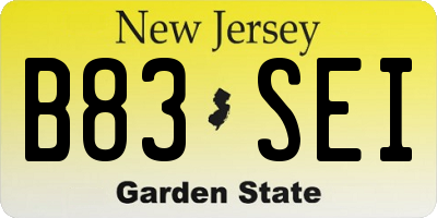 NJ license plate B83SEI