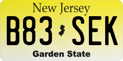 NJ license plate B83SEK