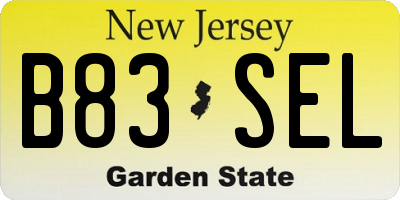 NJ license plate B83SEL