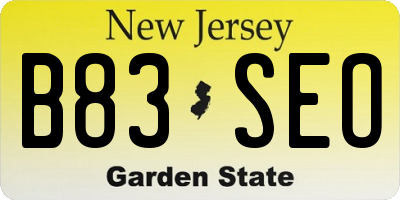 NJ license plate B83SEO