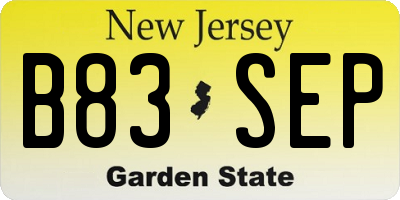 NJ license plate B83SEP