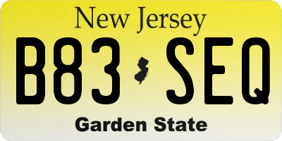 NJ license plate B83SEQ