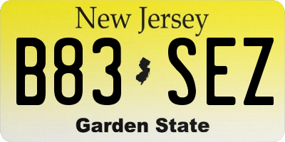 NJ license plate B83SEZ