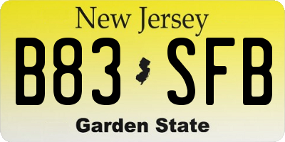 NJ license plate B83SFB