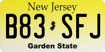 NJ license plate B83SFJ