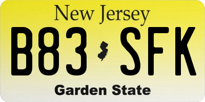 NJ license plate B83SFK