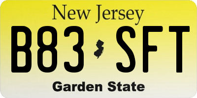 NJ license plate B83SFT