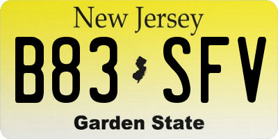 NJ license plate B83SFV