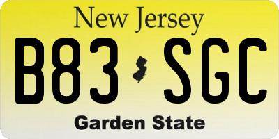 NJ license plate B83SGC