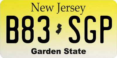 NJ license plate B83SGP