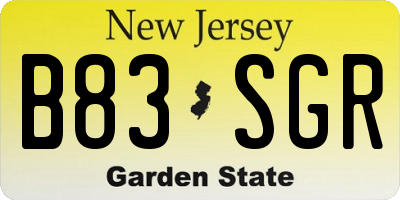 NJ license plate B83SGR