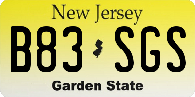 NJ license plate B83SGS