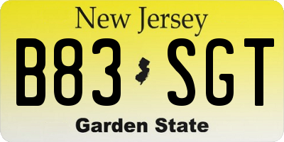 NJ license plate B83SGT
