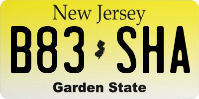 NJ license plate B83SHA