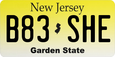 NJ license plate B83SHE