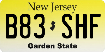 NJ license plate B83SHF