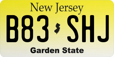 NJ license plate B83SHJ