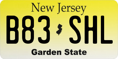 NJ license plate B83SHL