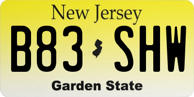 NJ license plate B83SHW