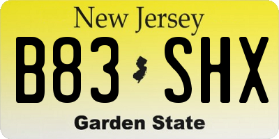 NJ license plate B83SHX
