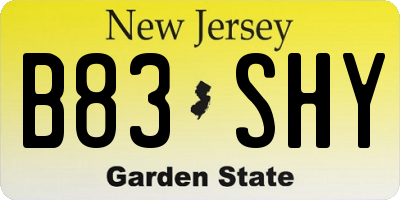 NJ license plate B83SHY