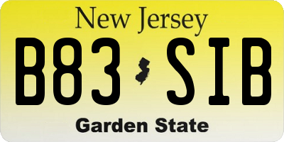 NJ license plate B83SIB