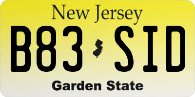 NJ license plate B83SID