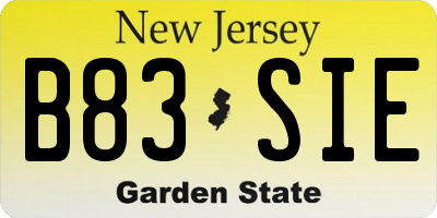 NJ license plate B83SIE