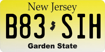 NJ license plate B83SIH